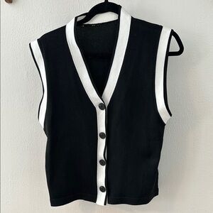 Chic Black and White Button-Up Vest